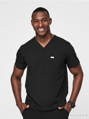 Men’s Figs Black V-Neck Medical Scrub Top